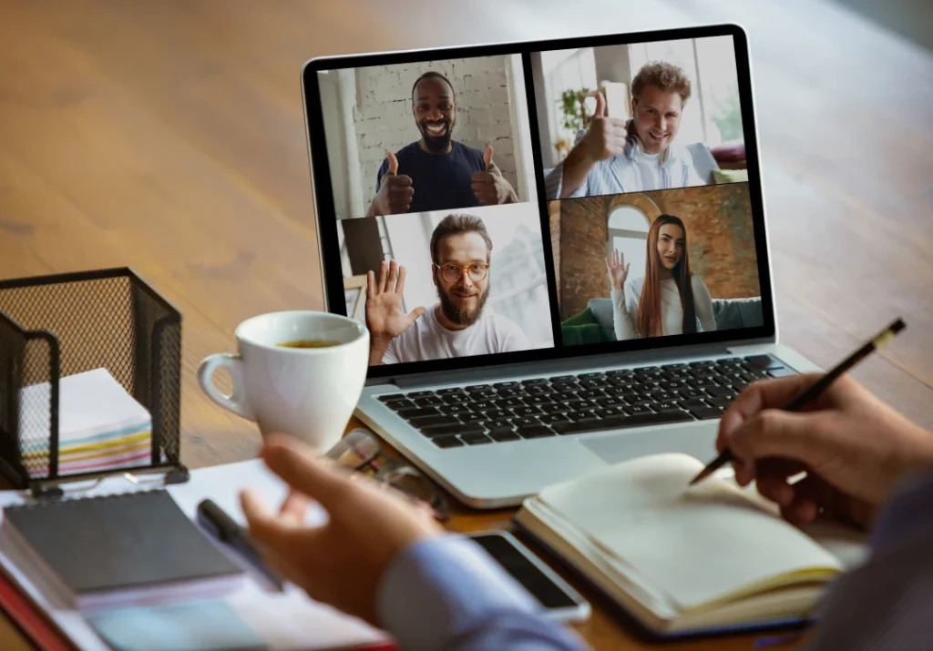 Online meeting with remote staff via video call